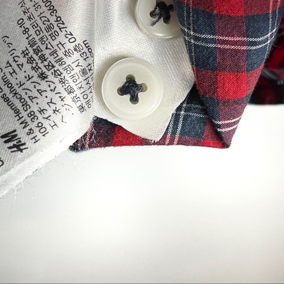 H&M Mens Red Checkered Button Up Shirt Size L - Picture 13 of 13